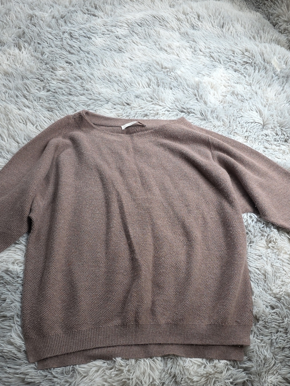 LOFT Taupe Scoop Neck Knit Pullover